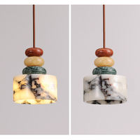 Lustre en pierre Wabi Sabi, lampe suspendue nordique moderne en marbre Calacatta Viola naturel pour hôtel, restaurant, chevet