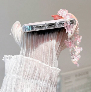 Coque de téléphone portable anti-chute et antichoc avec bracelet, motif fleur de lys rose, pour <span class=keywords><strong>iPhone</strong></span> 11 12 13 14 15 16 17 - Product Image 4