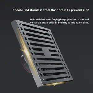 YOTO Siphon <span class=keywords><strong>de</strong></span> sol en acier inoxydable brossé gris anthracite, anti-odeur, <span class=keywords><strong>grand</strong></span> débit, design moderne et épuré pour salle <span class=keywords><strong>de</strong></span> bain et lavabo - Product Image 2