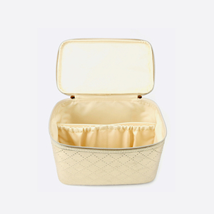 Two-Piece Quilted <b>Makeup</b> Bag <b>Case</b> Set with Gold-Tone Zippers for Women Travel Cosmetic and Beauty Storage Organized Storage - Product Image 3
