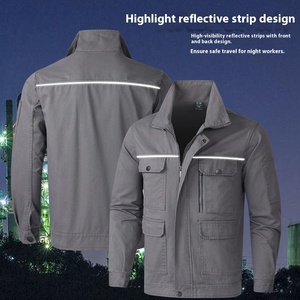 Abbigliamento da lavoro in cotone grigio da uomo a manica lunga per riparazione automatica per saldatura striscia riflettente primavera autunno Anti-scottatura Plus abbigliamento da lavoro - Product Image 3