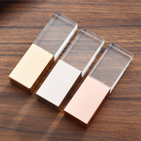 Memoria USB de cristal de alta velocidad con logotipo personalizado, Memoria USB transparente de 8GB, 16GB, 32GB, 64GB, 4GB, regalo promocional Premium