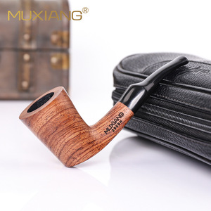 Muxiang Rosewood Smoking Pipe Bent Type 3mm Filter Tobacco Pipe For Men With Case - Product Image 1