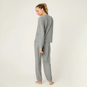 Pigiami da <span class=keywords><strong>Donna</strong></span> Personalizzati in <span class=keywords><strong>Cotone</strong></span> Organico e Bambù, Set Lussuoso in Raso con Elastico in Vita, Maniche Lunghe, Comodo e Traspirante - Product Image 4