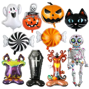 Halloween Decor Candy Ghost Tombstone Foil Balloon Happy Halloween Globos Halloween Accessories Helium Balloons