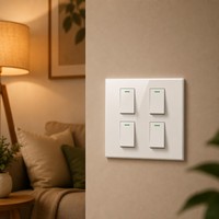 Plaque de commande lumineuse carrée 120 à quatre modules, interrupteur mural à bascule éclairé 4 voies, panneau PC blanc brillant 16A 250V pour appartement