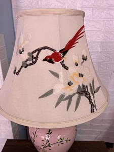 <strong>Tall</strong> Vintage pink Ceramic Ginger Jar Table <strong>Lamp</strong> Embroidery Flower <strong>Lamp</strong> <strong>Shade</strong> - Product Image 5