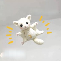 Boneka Gila-gila Putih Lucu, Mainan Boneka Tupai Terbang Mini, Bordir Pola Bulan Bintang, Mata Merah Muda Besar, Dua Gaya Telinga