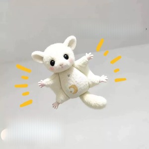 Adorable Peluche Glaçon Blanc, Mini Écureuil Volant en Peluche, Motif Brodé Lune et Étoile, Grands Yeux Roses, Deux Styles d'Oreilles - Product Image 3