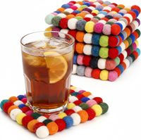 Sous-verres bohèmes multicolores écologiques, lot de 6, en feutre rond de 4 pouces, colorés pour les boissons, sous-verres faits à la main en feutre de laine