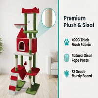 Griffoir pour chat XXL de luxe moderne multi-niveaux en bois écologique avec condo et perchoir, centre d'activités robuste pour grands chats d'intérieur
