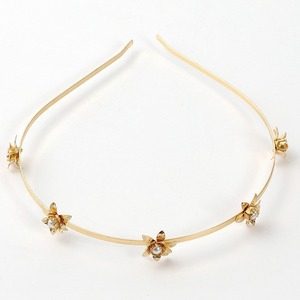 Diadema floral con incrustaciones de perlas de aleación de oro, tocado nupcial para mujer, verano 2023 - Product Image 1