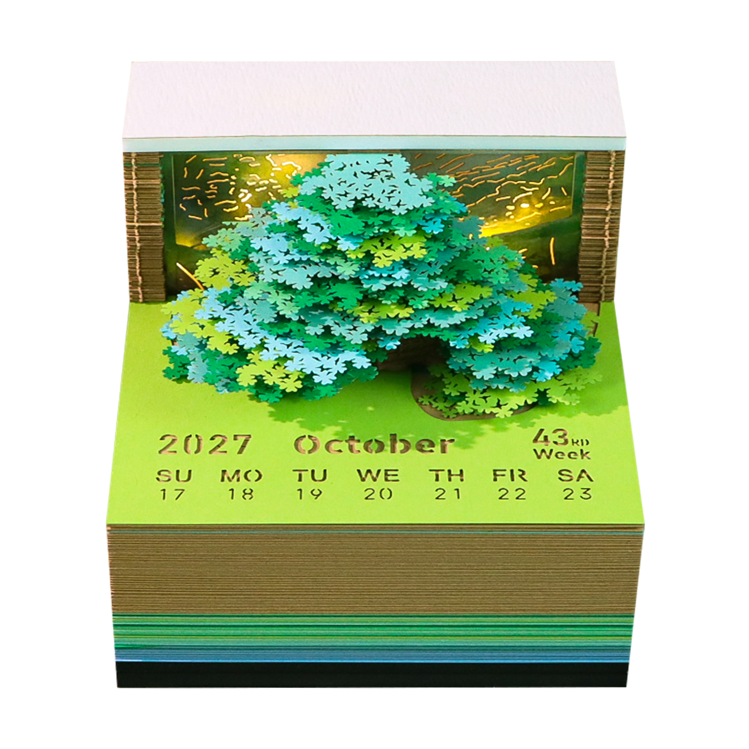 Tijdstukkalender 2025 Bureaukalender, 3D-papiersculptuurkalender