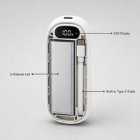Batterie externe 10000mAh 22.5W à charge rapide avec écran LED et câble Type-C intégré, chargeur portable pour les voyages, le bureau et les trajets quotidiens
