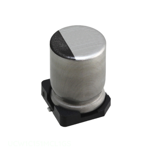 Condensador de Montaje Superficial de Canal del Fabricante, Aluminio, 150UF, 20%, 16V, SMD, 150 uF, UCW1C151MCL1GS - Product Image 1