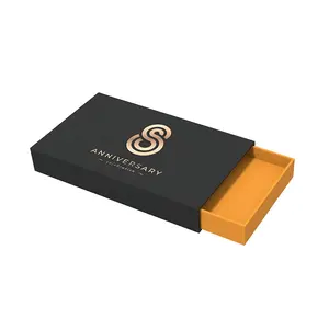 Boîte noire imprimée de logo personnalisé de haute qualité tiroir coulissant cadeaux boîte d'emballage bijoux de luxe boîte de coque de téléphone