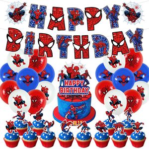 Venta al por mayor Spiderman Anime personaje cumpleaños fiesta decoración Banner pastel Topper globo conjunto para niños - Product Image 1
