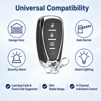 Duplicador de Control Remoto RF Universal de 433MHz, 4 Botones, Metálico, con Código de Aprendizaje, Transmisor con Alcance de 50m, Batería AAA, para Puerta de Garaje