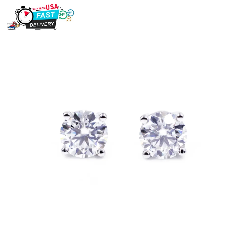 Tianyu gems simple jewelry screw back men women moissanite 18K gold plated sterling 925 silver stud earrings for girls