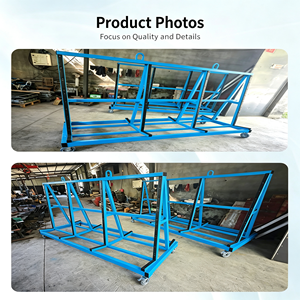 Carretilla Industrial Tipo A de 120x75cm, Plataforma de Acero Reforzado de 3.5cm, Carga de 1500kg, Ruedas de Goma de 8'', Barandillas Laterales Desmontables - Product Image 4