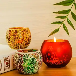 160ml 380ml Multiple Colors Candle Glass Jars Red Printing Christmas Glass Tealight Holder for Home Valentine's Day Christmas