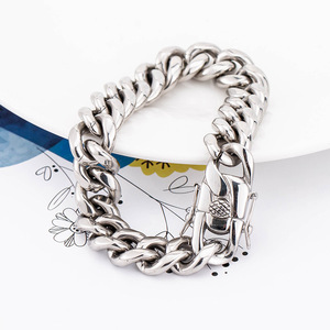 Bracelet chaîne cubaine en acier titane pour homme, maillons épais, style géométrique, bijoux punk moto - Product Image 2