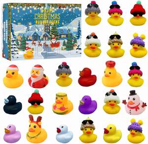 Vente en gros : Calendrier de l'Avent de Noël en caoutchouc, boîte de compte à rebours d'Halloween avec petit canard jaune, jouet surprise, cadeau, état neuf - Product Image 6