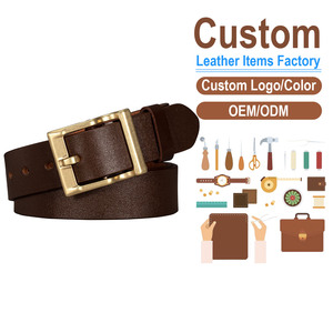 Cinturón de Cuero Genuino Personalizado, Hebilla Rectangular de Color Sólido, Cinturón Casual para Hombre, Fabricación OEM ODM - Product Image 1