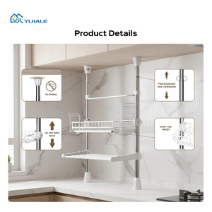 YIJIALE Silver <strong>3</strong> Layers Wholesale Dish Steel Cupboard <strong>Display</strong> Space Basket <strong>Units</strong> Dust Organizer Kitchen Storage Rack Metal - Product Image 5