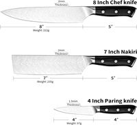 Asetof3professionalCouteaux de cuisine japonais, acier inoxydable à haute teneur en carbone, convient aux chefs pour couper la viande et les légumes