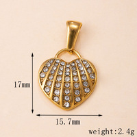 Colgantes de Acero Inoxidable Chapados en Oro con Forma de Corazón para Fabricación de Joyas DIY, 19 Estilos de Colgantes con Circonitas, Hipoalergénicos, al por Mayor