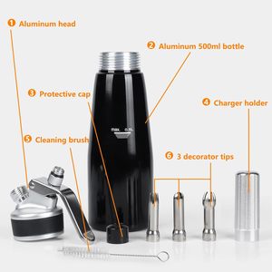 Siphon à crème en aluminium écologique de 500 ml (1 pinte) avec bord en silicone et embouts pour distributeur de crème - Product Image 3