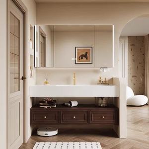 Mueble de baño de lujo ligero, montado en la pared, con amplio espacio de almacenamiento en cajones para guardar cosméticos de baño - Product Image 1