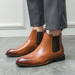 Nouvelles bottes Chelsea pour hommes automne-hiver, bottes courtes à bout pointu, bottes à enfiler pour hommes, style business - Product Image 4
