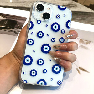 Adatto per iphone 13Pro Wave Dot custodia semplice antigoccia per telefono 14Pro Max custodia blu verniciata piccola e trasparente - Product Image 2