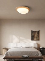 Plafonnier circulaire en travertin Wabi Sabi Yellowstone naturel 24W, luminaire nordique en noyer/bois pour balcon et couloir