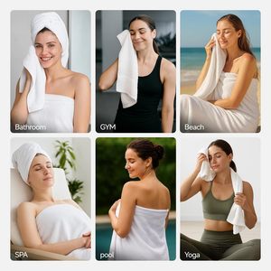 Lot de 8 serviettes de bain en coton 100 %, 500-600 GSM, qualité hôtelière, en tissu éponge, pour hôtel, maison, salle de sport, spa - Product Image 6