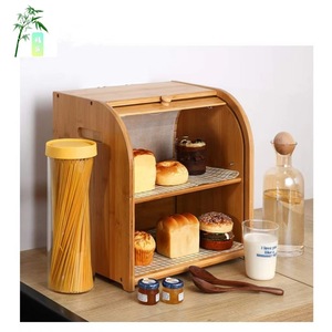 Caja de pan de bambú con puerta enrollable rectangular para almacenamiento de aperitivos y pan en la cocina - Product Image 2