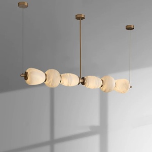 Factory-made Modern Simple Gold Marble Pendant Lamps Adjustable Height Middle For Living Room Dining Room Bedroom Hotel Villa