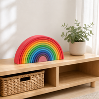 Blocs d'empilage arc-en-ciel à 12 couches pour environnement préparé, jouet éducatif durable pour le développement de la motricité globale et le jeu imaginatif