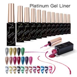 JTING Nuevo Estilo Gel Metálico de Alta Densidad Platino con Cordón para Arte de Uñas, 12 Colores, 36 Colores, Gel Delineador Pastel con Cabezal de Pincel - Product Image 1