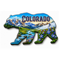 Magnet Kulkas Bentuk Beruang Colorado Grosir, 3D Embossed Metal, Suvenir Turis, Stiker Magnet Kulkas untuk Hadiah Perjalanan
