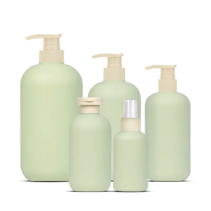 PEAD Garrafa De Plástico Redondo Boston Verde recarregáveis Dispenser para Shampoo, Loção, Casa de Banho Recipiente Embalagens de Cosméticos