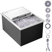 Kotak Pendingin Es Komersial untuk Bar, dengan Penutup Geser Stainless Steel, untuk Wine, Bir, dan Minuman Dingin, Cocok untuk Luar Ruangan