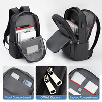 Sac à dos professionnel pour homme avec logo personnalisé, résistant à l'eau, grande capacité, pour ordinateur portable 17 pouces, idéal pour les trajets quotidiens et les voyages décontractés