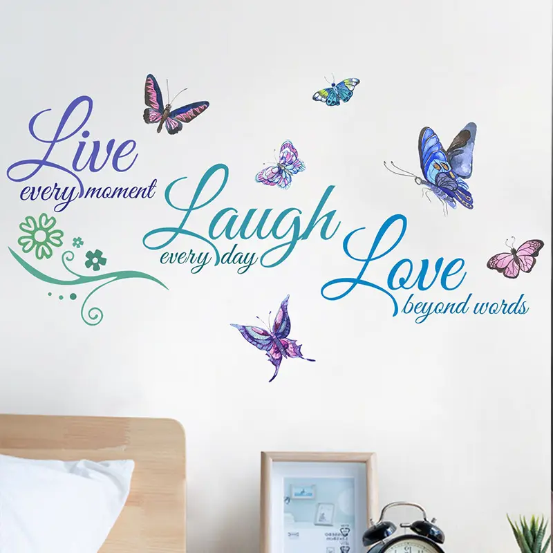 self adhesive family quote with butterfly multifunction wall decal