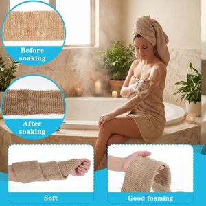 Custom Logo Natural Jute Hemp <b>Back</b> <b>Scrubber</b> Belt Eco Friendly Bath Brush Long Body <b>Scrubber</b> for Men and Women <b>Shower</b> - Product Image 2