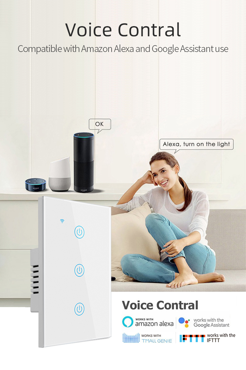 600W 4 Gang 2 Way US. Australia Standard Italy Canada Brazil WIFI Touch Switch WiFi Blue-tooth Dual Mode Switch