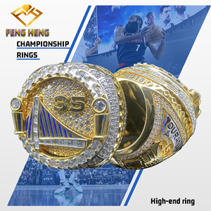 Bagues de championnat de basket-ball haut de gamme FH OEM ODM en alliage de cuivre N BA 2018 <span class=keywords><strong>Golden</strong></span> <span class=keywords><strong>State</strong></span> Warriors, serties de pierres. - Product Image 1