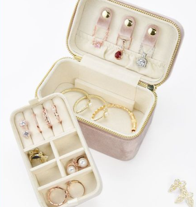 Élégant coffret à bijoux en velours personnalisé avec logo, organiseur de voyage portable pour bagues, colliers, bracelets - Product Image 4